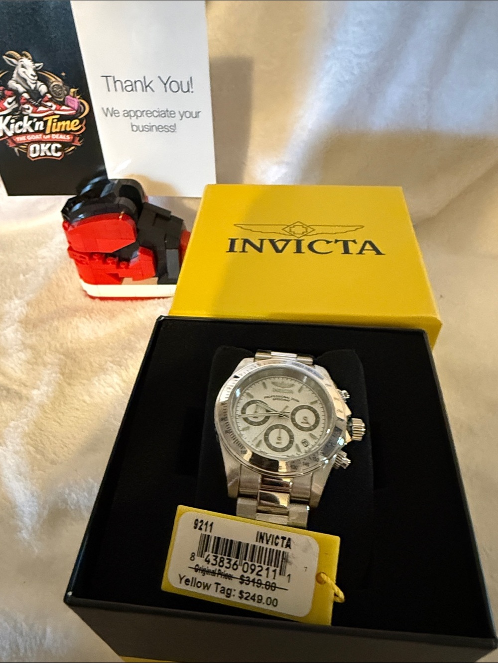 Invicta Silver Stainless Steel Chronograph Watch with White Dial men’s